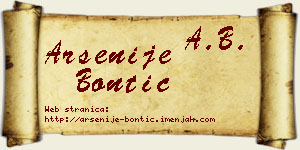 Arsenije Bontić vizit kartica